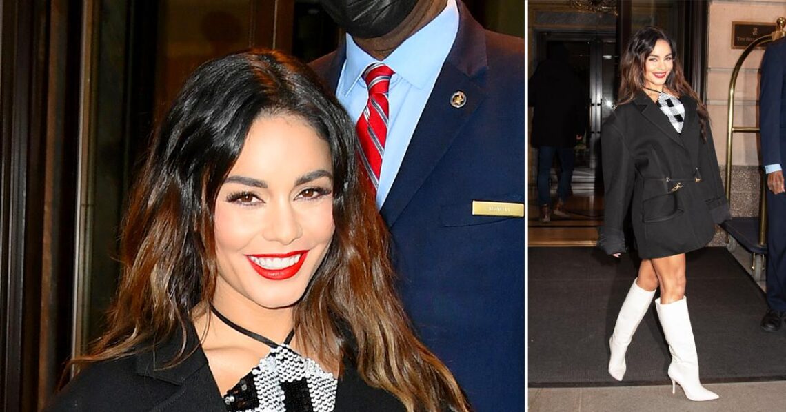 Vanessa Hudgens Heads To ‘The Tonight Show’ Wearing A Beautiful Black-And-White Designer Ensemble Worth Over $17,000 — Get The Look For Less