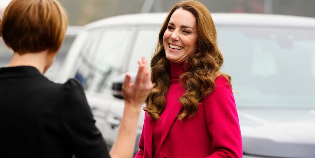 Kate Middleton Looks Cheerful in Fuchsia for a Visit to a North London School