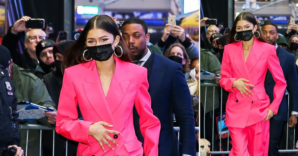 Zendaya Looks Stunning On ‘Good Morning America’ Donning A Neon Pink Alexander McQueen Pantsuit — Get The Look
