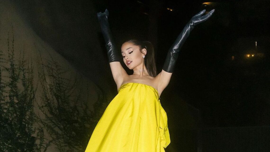 Ariana Grande Swapped Her Go-To LBD For A Bright Yellow Valentino Gown