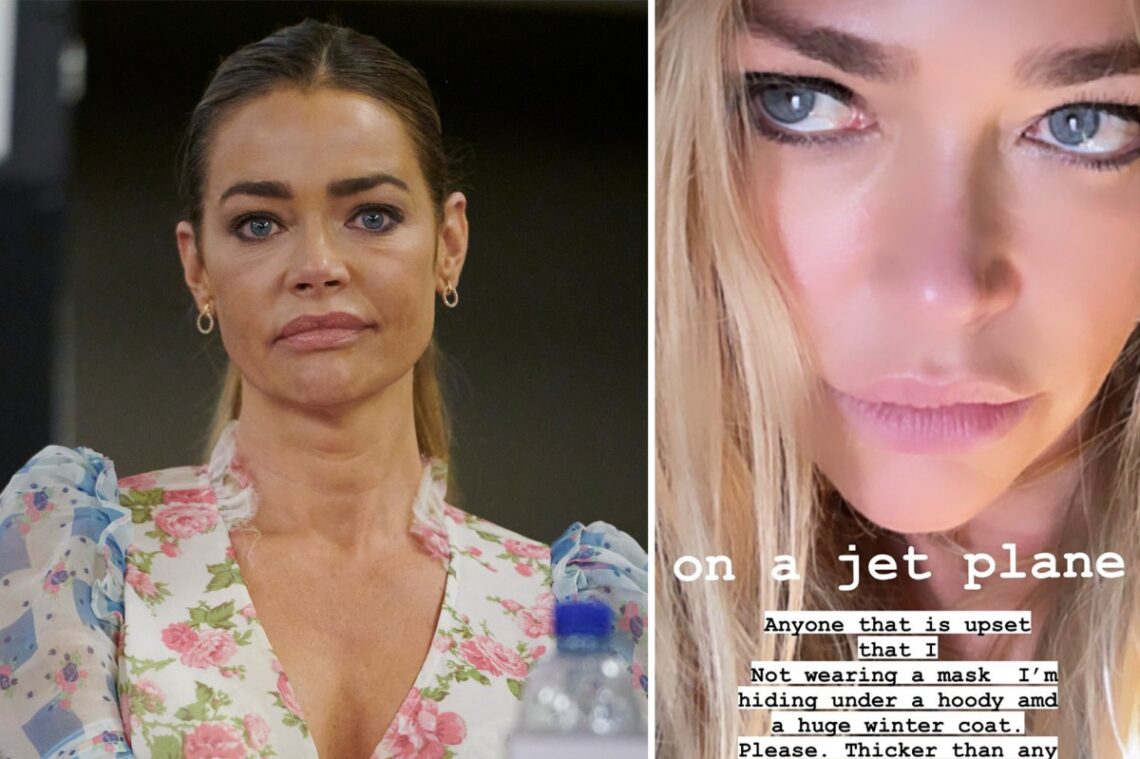 Denise Richards goes maskless on plane, hides under ‘huge winter coat’ instead