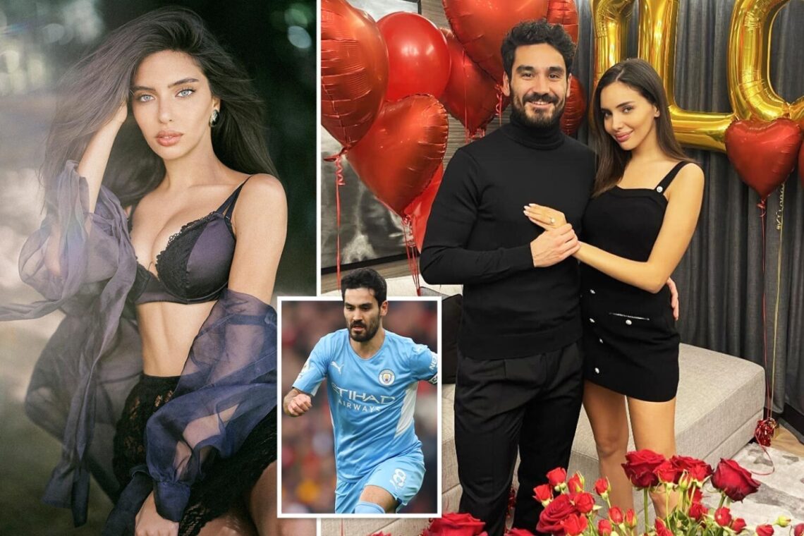 Sara Arfaoui stuns in black lingerie and stockings ahead of Man City fiancé Ilkay Gundogan’s big match