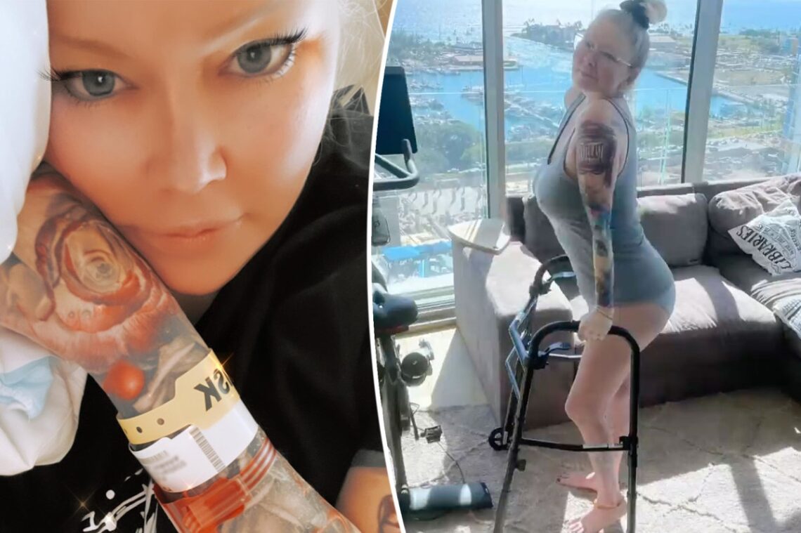 Jenna Jameson uses walker amid mystery illness that left her unable to stand