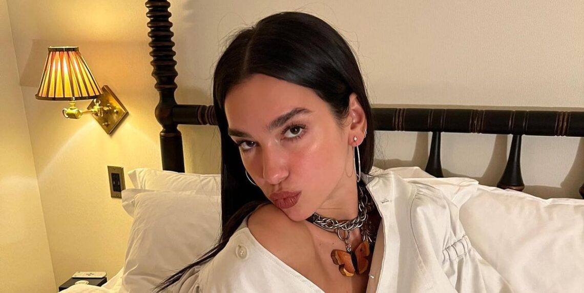 Shop Dua Lipa’s Heart-Shaped Skirt Set and Massive Furry Boots