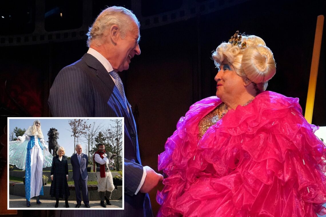 Prince Charles blushes as panto dame calls him ‘absolutely marvellous’