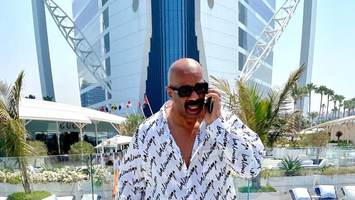 Steve Harvey Accessorized His Head-To-Toe Balenciaga Pajamas With a Portable Cigar Case