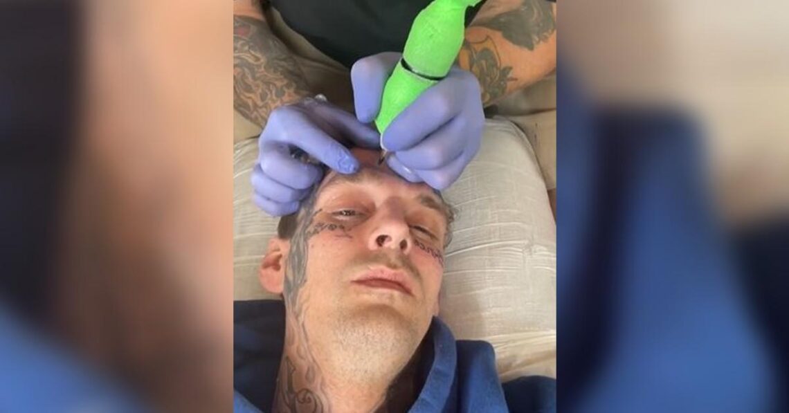 Aaron Carter Covers Up Melanie Martin Tattoo After Tumultuous Breakup, Inks Giant Butterfly On His Forehead In Honor Of Late Sister