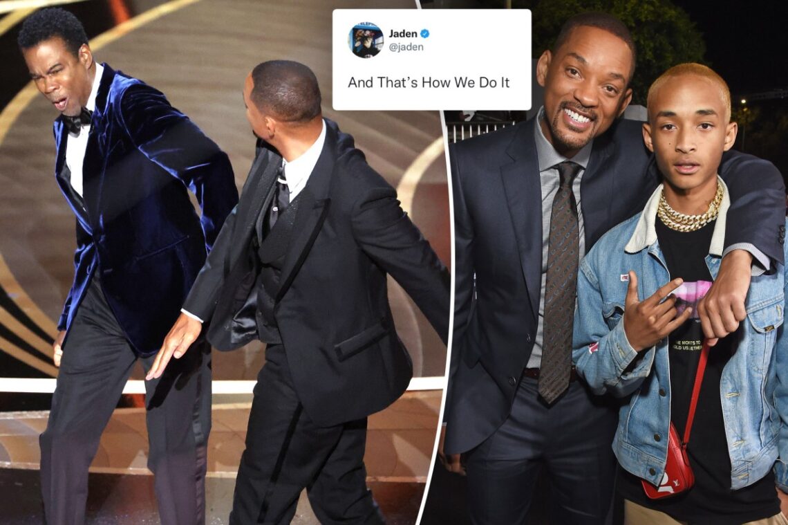 Jaden Smith seemingly backs dad Will slapping Chris Rock at Oscars 2022