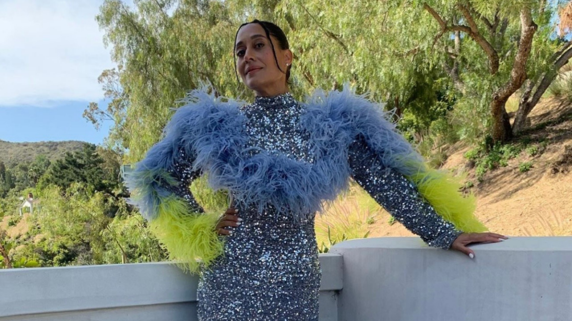 Tracee Ellis Ross Wears Feathery Germanier Design Black-ish Finale