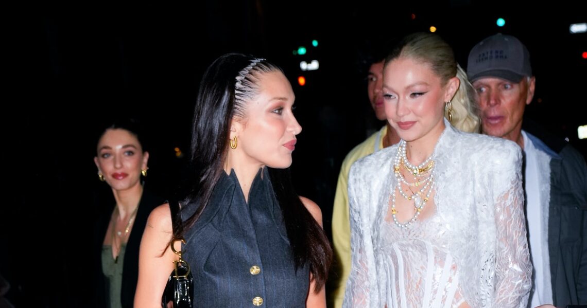 Bella Hadid Wore A Pleated Mini Skirt To Celebrate Gigi’s 27th Birthday