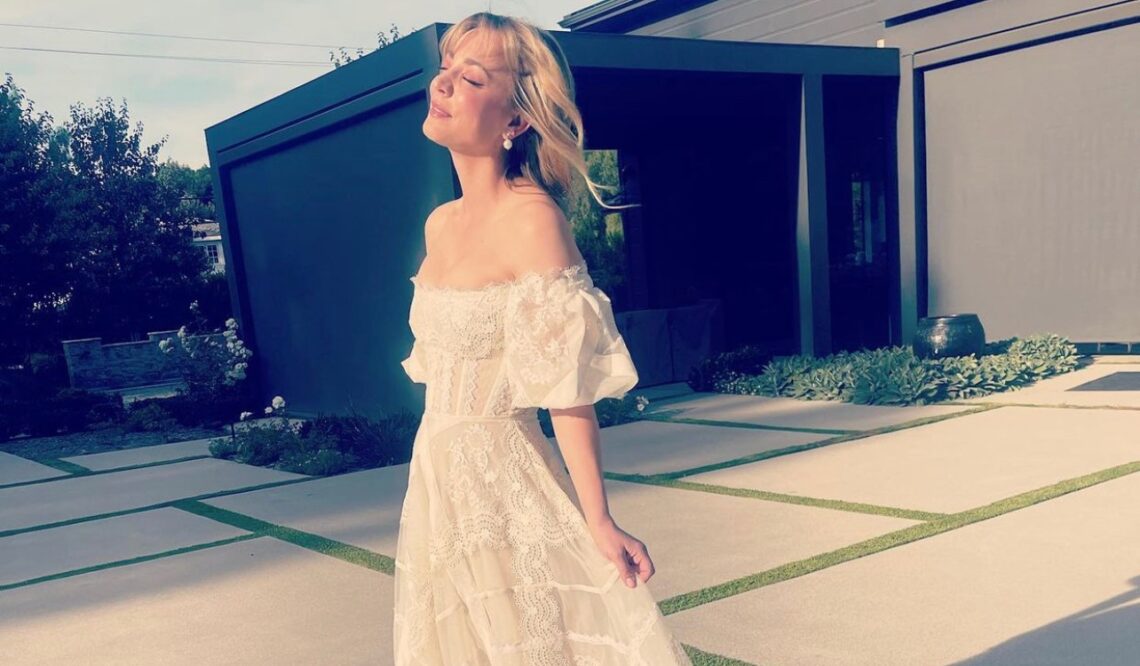 Kaley Cuoco Intrigues Fans Wearing a White Lace Gown on Instagram