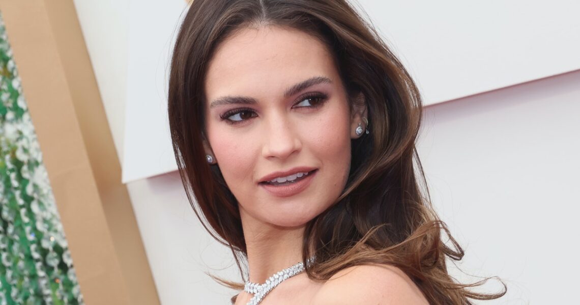 Lily James Gets A Goth Makeover In Versace’s Fall 2022 Campaign