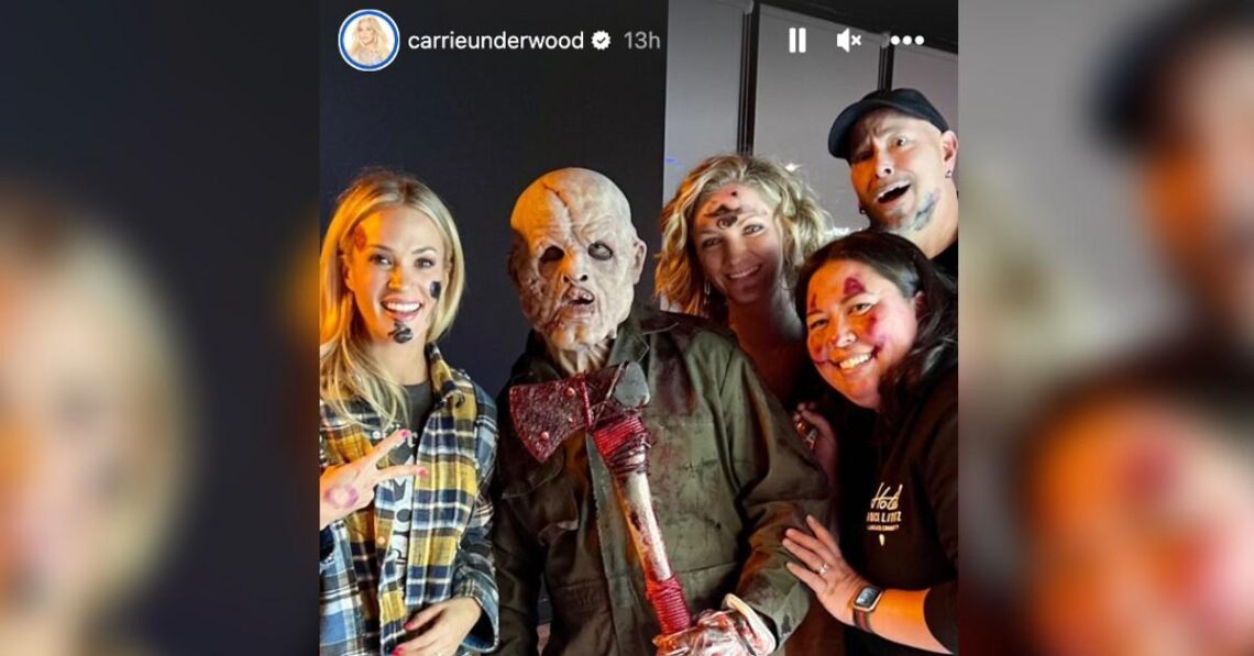 Carrie Underwood Goes To Haunted House On Day Off From Tour — But Husband Mike Fisher Is No Where In Sight