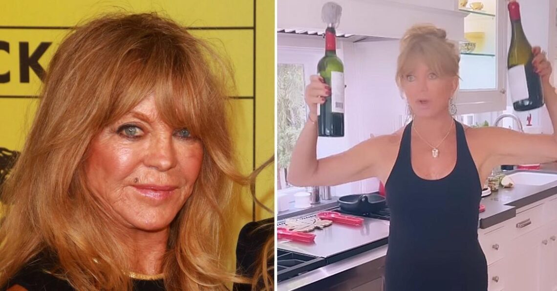 Goldie Hawn Struts Her Stuff In Biker Shorts While Holding Wine In The Kitchen — See The Snap!