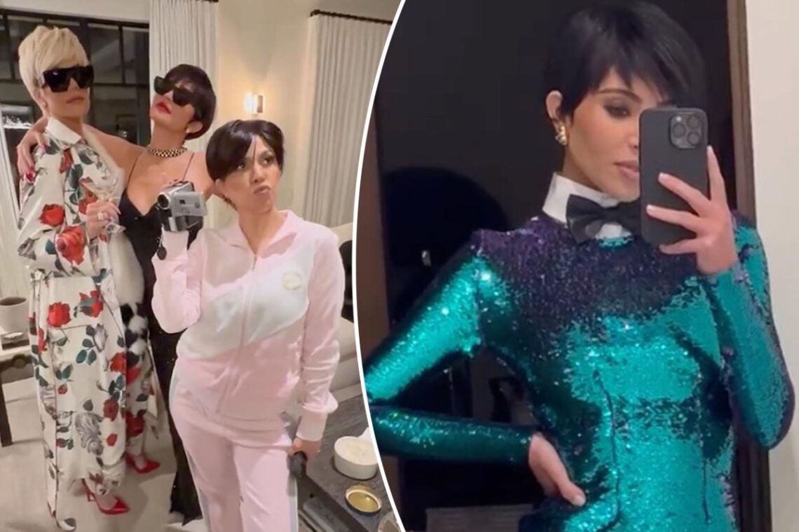 Kim, Khloé, Kourtney and Kylie dress as mom Kris Jenner for her 67th birthday