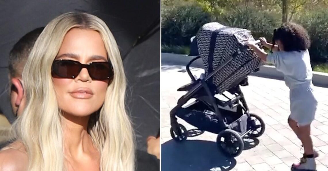 Khloé Kardashian Shows Off Daughter True Pushing Her Baby Brother During Sunny Stroll