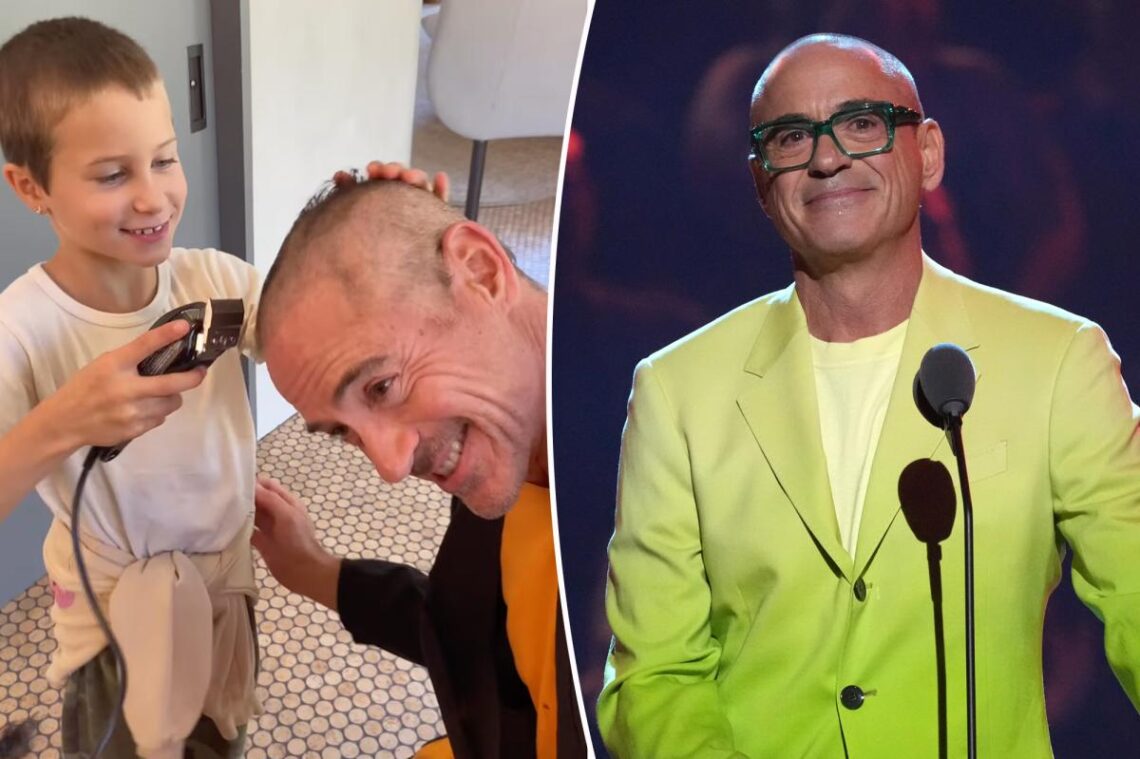 Robert Downey Jr. shows off new look after his kids shaved his head