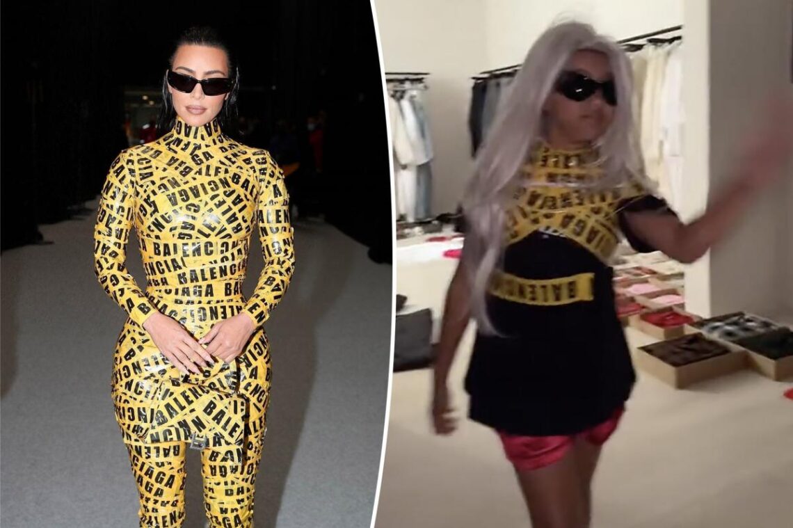 North West pokes fun at mom Kim’s viral moments, caution-tape catsuit