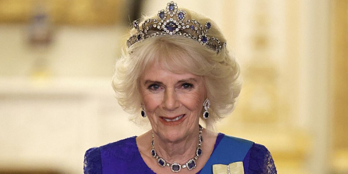 Queen Camilla Wore Queen Elizabeth’s Treasured Sapphires to Her First State Banquet