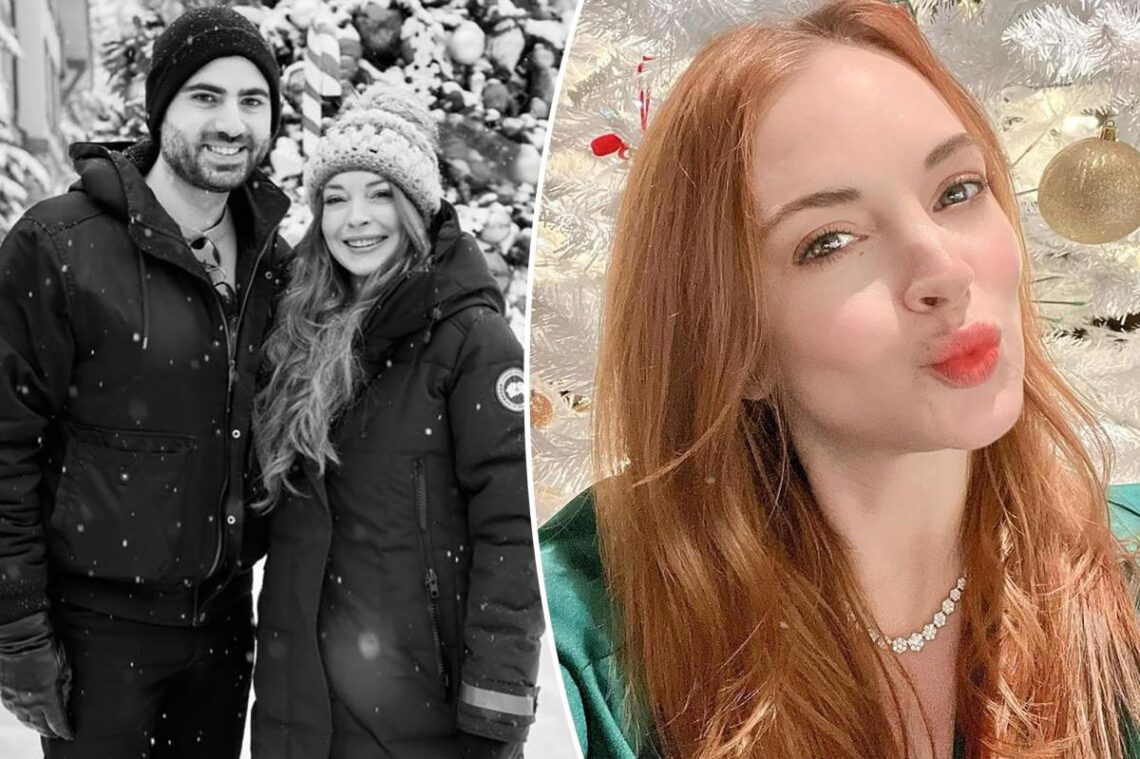 Lindsay Lohan cozies up to husband Bader Shammas on Christmas Lindsay Lohan cozies up to husband Bader Shammas on Christmas