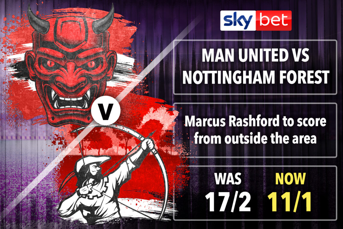 Man Utd v Nottingham Forest PRICE BOOST: Get Marcus Rashford to score from outside the area at 11/1 with Sky Bet
